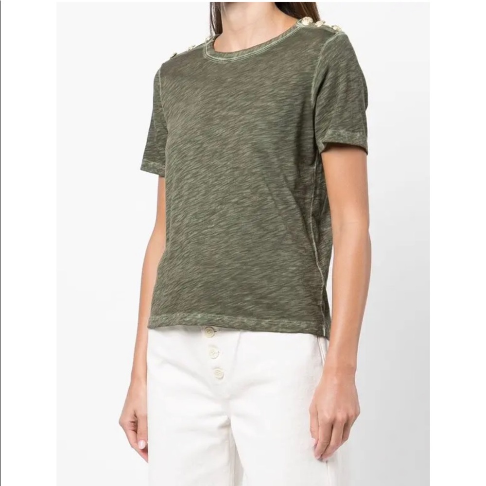 Green Veronica Beard with gold tone buttons shirt